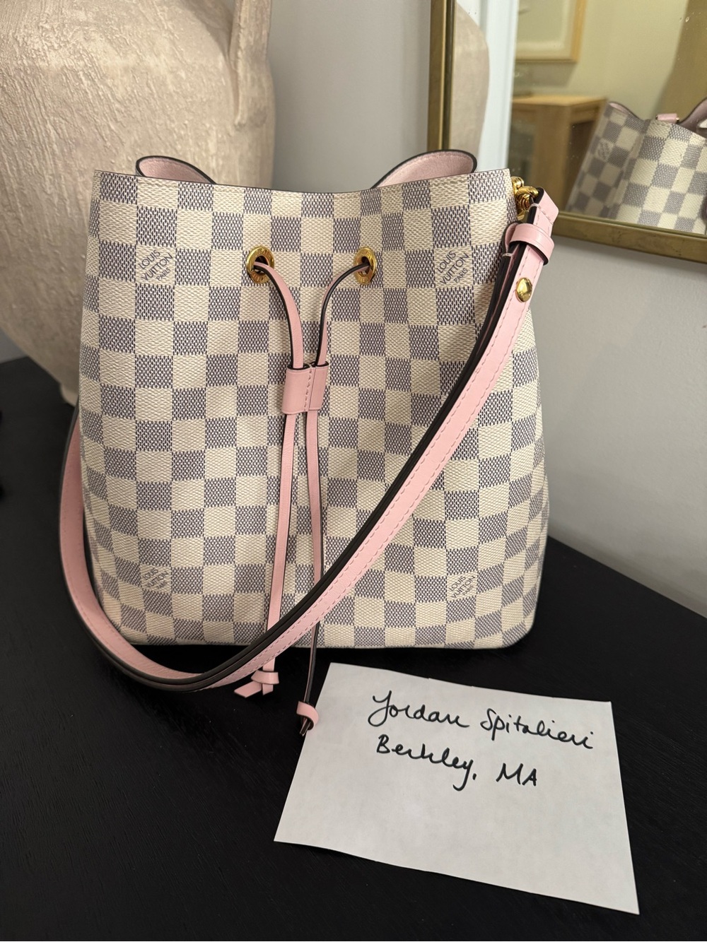 Louis Vuitton Damier Azur Pink Neo Noe Bucket Shoulder Bag